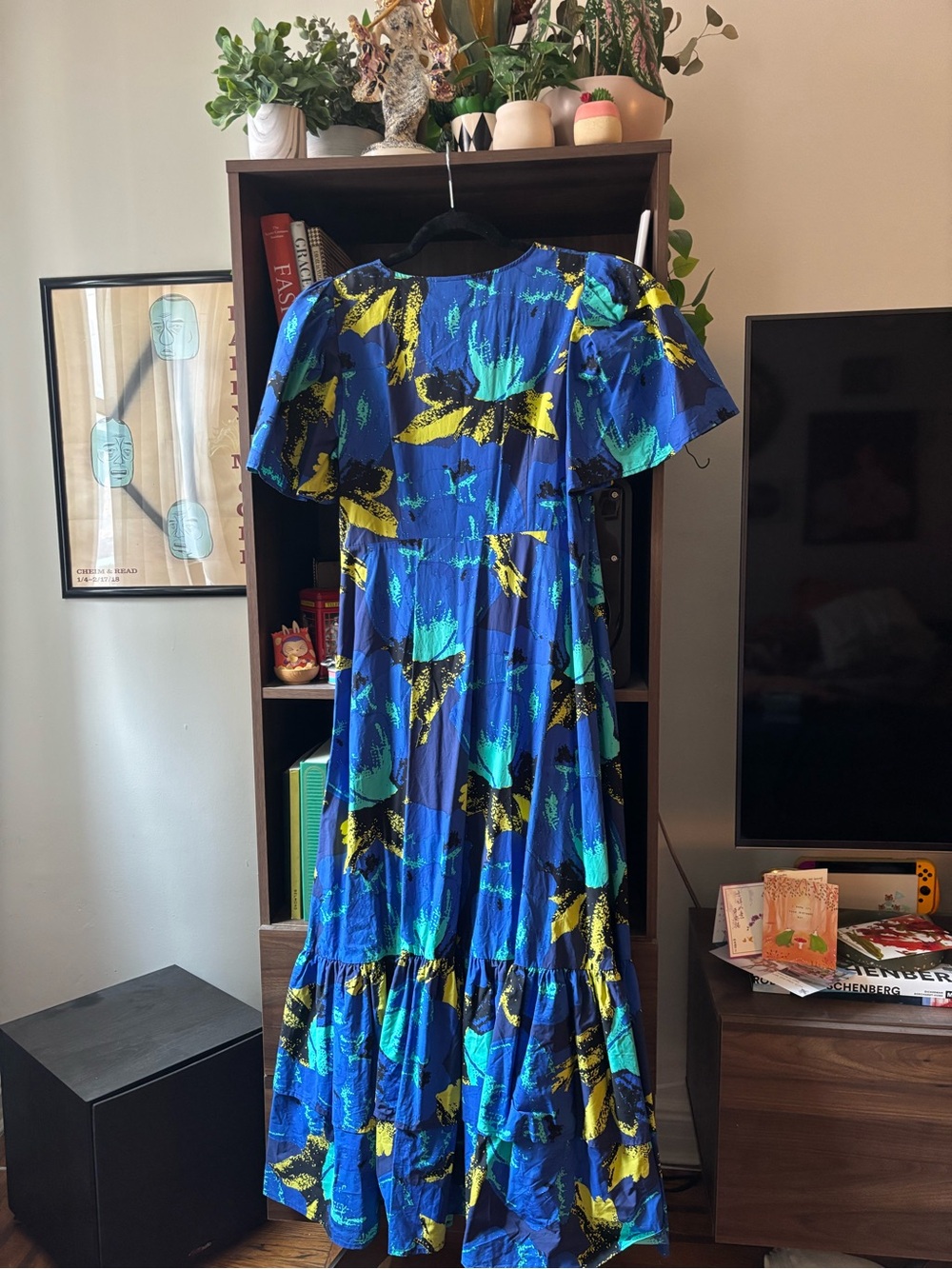 Christopher John Rogers Blue Maxi Dress with Yellow & Teal Print - Picture 6 of 8